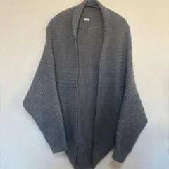 グレー ニット カーディガン オープンフロント