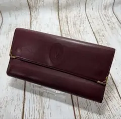 【極美品】カルティエ 二つ折り財布 レディース 長財布 レザー ボルドー