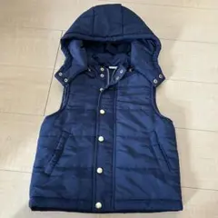 プティマイン　フード付きダウンベスト　ネイビー　Mサイズ