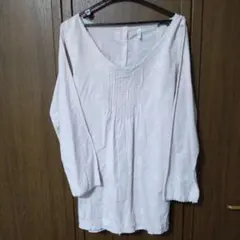刺繍 長袖 トップス ブラウス チュニック Mサイズ 綿100 アイボリー