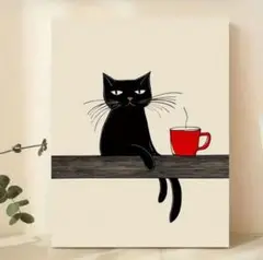 アートポスター　猫　カフェ　インテリア　モダン　ミッドセンチュリー　北欧　A3