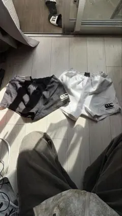 ラグビー　ショートパンツ 黒 白 ロゴ入り セット