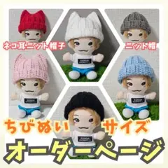 ネコ耳ニット帽子 ニット帽 オーダーページ 17cmぬい ハンドメイド ちびぬい
