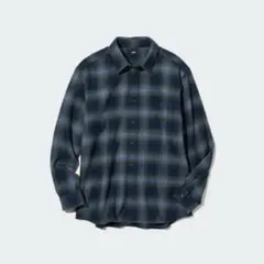 UNIQLO/ユニクロ フランネルチェックシャツ レギュラーカラー 長袖