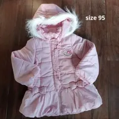 ピンク ダウンコート ファー付きフード