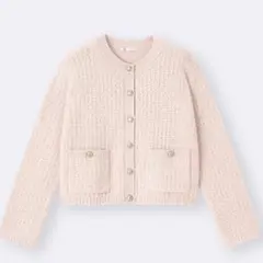 GU ツイーディーニットカーディガン ピンク M