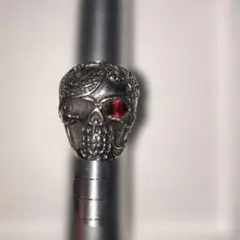 スカルデザインリング 赤いストーン　約17号