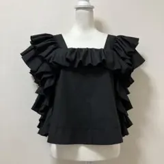 DESIGNWORKS タイプライターラッフルブラウス ブラック - メルカリ