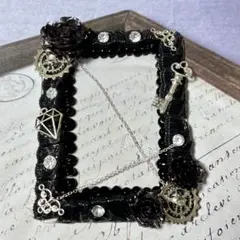 034 バラと歯車のホイップデコ 黒×クリアブラック トレカケース 硬貨ケース