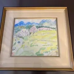 坂本繁二郎　水彩画　静物　【　桃　図　】肉筆画　豪華額装仕立　模写　即決品です。 坂本繁二郎 水彩画 静物 【 桃 図 】肉筆画 豪華額装仕立 模写 即決品