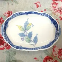 ♡ 和食器 葵窯 楕円皿 ホワイト×ブルー ♡