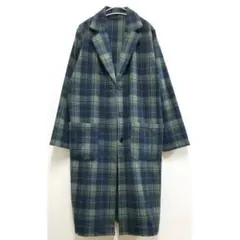 ▶︎タータンチェック柄チェスターコート／ネイビーグレー