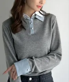 mily bilet 重ね着風ニットプルオーバー