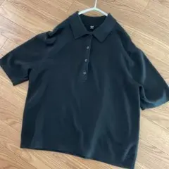 UNIQLO ポロシャツ ニット 半袖 ブラック XL