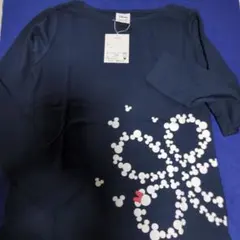 Disney ミッキー デザイン Tシャツ Mサイズ ネイビー 100%綿
