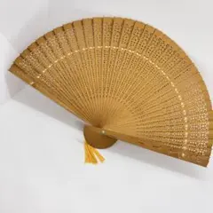 072102 ビンテージ　中国白檀　扇子　透彫
