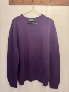 90s Ralph Lauren コットンニット パープル Vネックのサムネイル