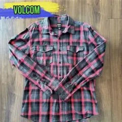 ◆希少◆VOLCOM グレー/レッドチェック シャツ　M〜L