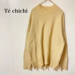 テチチ　ニット　長袖　ベージュ　ハイネックセーター　フリー　ゆったり　イエロー系