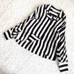 Yves Saint Laurent レーヨンストライプ長袖シャツ M　90s