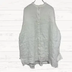 【ザショップティーケー】長袖ノーカラーシャツ ホワイト M 3808