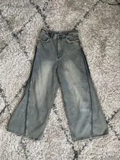 GRANCYグランシー ジップデザイン バギーデニム パンツ ブルー Mサイズ