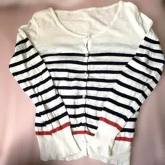 條紋長袖開襟毛衣F良好