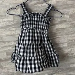 美品　チェック柄フリルティアードワンピース 90cm コムサイズム