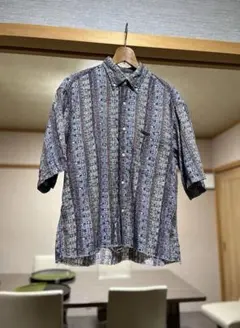 【90s・ペルー製】ウールリッチ 半袖シャツ ネイティブ 幾何学 総柄 Mのサムネイル