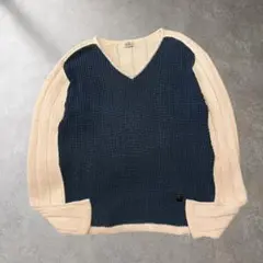 TRUSSARDI イタリア製 Vネック ニット セーター バイカラー 古着
