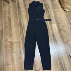 LIME ネイビーブルー ストライプ オールインワン S