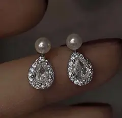 ピアス 両耳 結婚式 ストーン シルバー リングピアス フープ ワンホン 韓国