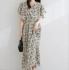 natural couture 花柄 ロングワンピース 半袖