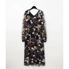 グレースコンチネンタル　レース刺繍ワンピース　36　ブラック　食事会