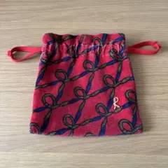 Roberta ロベルタ　ディカメリーノ　リボン模様　赤色　巾着袋