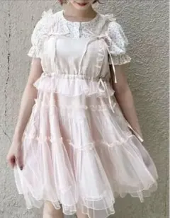 merry jennyチュールドロストミニキャミワンピース　ピンク