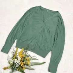 【ユニクロ】UNIQLO UVカットスーピマコットンVネックカーディガン S ●