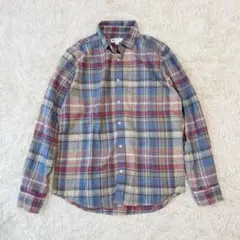 【GAP ギャップ】コットン&リネン　メンズシャツ　チェック柄 大きめ【S】