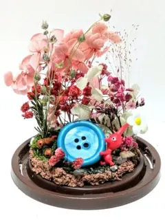 ジオラマ　ミニチュア　赤ピクミン　チョコエッグ　ドライフラワー　マスコット