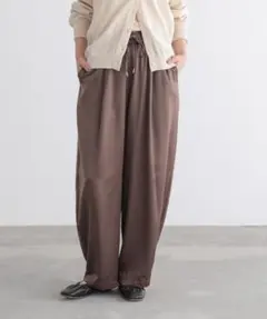 ❤️新品❤️ サテン ドロスト カーブパンツ L ブラウン