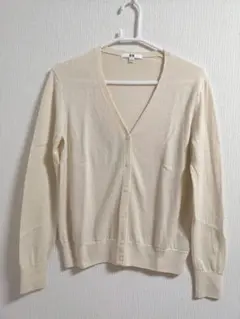 UNIQLOユニクロ　長袖　Vネック カーディガン　 オフホワイト　Lサイズ