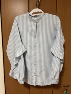 GU ストライプ フリル付き長袖シャツ