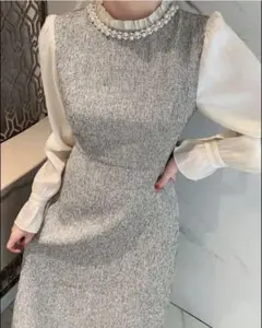 フォーマルワンピースお呼ばれデート顔合わせ細見えワンピパール春パーティードレス