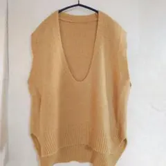 aimoha Vネックオーバーベスト　ベージュ ゆるダボ フリーサイズ