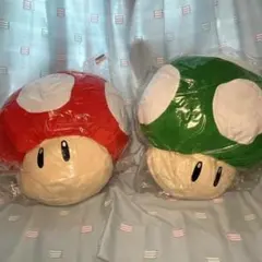 ラスト【スーパーマリオ】特大サイズぬいぐるみ スーパーキノコ/1UPキノコ　2種