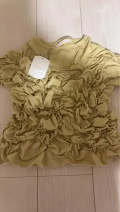 Chico シャーリング 半袖Tシャツ イエロー