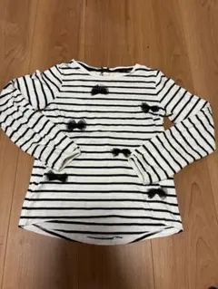 連休限定価格❣️H&M ボーダー長袖カットソー リボン付き 122-128cm