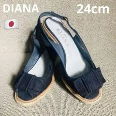 ❣️24センチDIANAデニムスリングバックオープントゥウェッジヒールサンダル