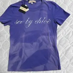 【新品タグ付】SEEBYCHLOE シーバイクロエ　ストーン付ロゴTシャツのサムネイル