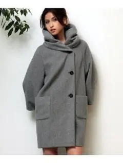 ROPE ロペ 2Way ビッグカラー アンゴラ混 ビーバー コクーンコート